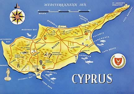 Карта достопримечательностей на Кипре